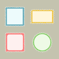 Blank Postage Stamps on gray background.
