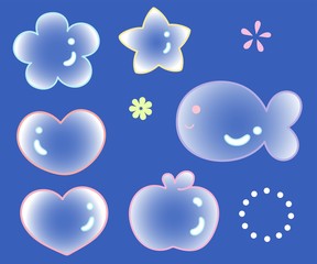 White transparent bubbles of various shapes
