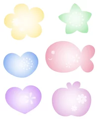 Behangcirkel Colorful transparent bubbles of various shapes © zhaowhat