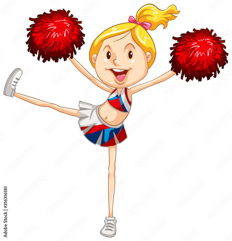 Poster Athlete doing cheerleading on white background