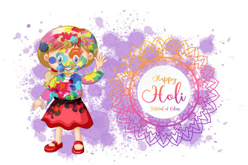 Happy Holi festival poster design with colorful background