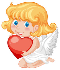 Fototapeta na wymiar Valentine theme with girl and red heart