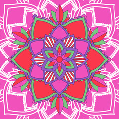 Mandala patterns on pink background