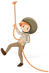 Boy in safari costume on white background