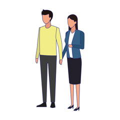 adult couple standing icon, colorful design