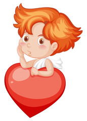 Valentine theme with cute cupid and red heart