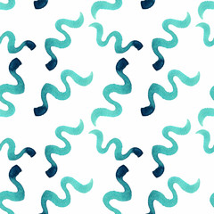 Seamless pattern. Watercolor handmade. Abstraction. Curving strip, simple snake pattern.