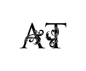 Classy A, T and AT Vintage Letter Logo Design