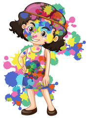 Cute girl with watercolor splash on her body