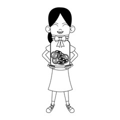 cartoon girl holding a money bottle icon