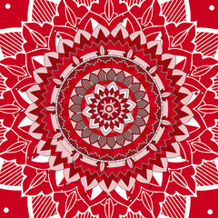 Mandala patterns on red background