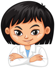 Girl in science gown on white background