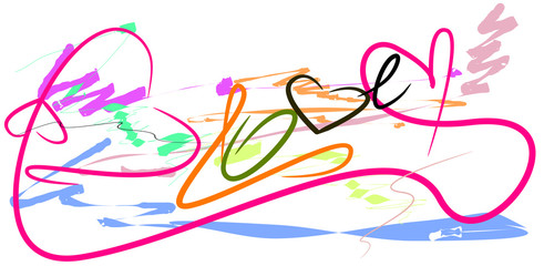 heart and love texe brush strokes style.