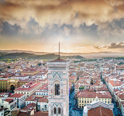 FLORENCE roofs in Italy with the tower of the Cathedral