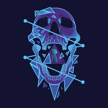 Neon Skull Illustration