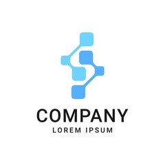 S Letter with Dot Circle Connected as Network Logo Vector