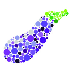 Silhouette of eggplant in colored circles vector illustration.