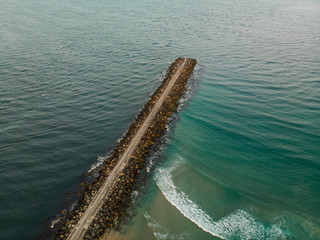 Aerial Drone photo of the Seaway at the Spit on the Gold Coast Australia