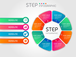 Step work processes infographic with vivid gradient color element. Creative business data visualization.