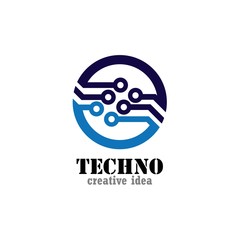 Technology logo design template vector icon