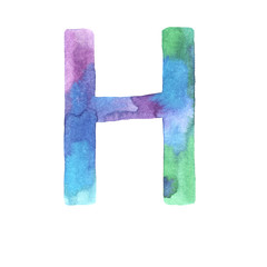 Watercolor hand painted cute letter H