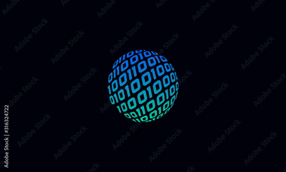 Wall mural binary code logo for technology design template elements