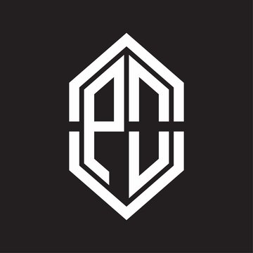 recommend clip art: PO Logo monogram with hexagon shape and outline slice style with black and white
