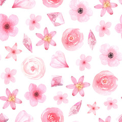 Seamless pattern with watercolor flowers