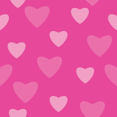 Cute pink heart seamless pattern background, vector illustration.