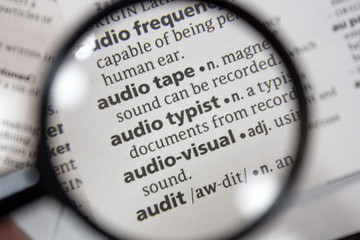 The word of phrase - audio typist - in a dictionary. - obrazy, fototapety, plakaty