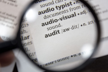 The word of phrase - audit - in a dictionary.