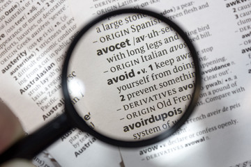 The word of phrase - avoid - in a dictionary.