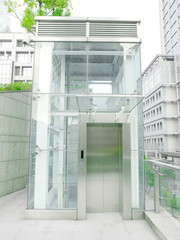 Outdoor transparent elevator © marchcattle