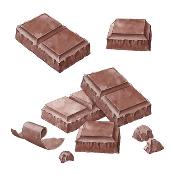 Hand drawn illustrations of chocolate bar