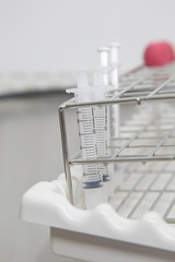 Closeup of lab equipment for scientific research with fluids