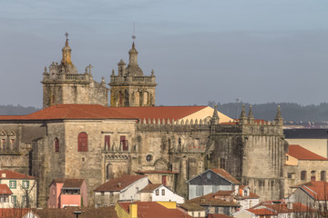 Fototapeta na wymiar View at the Cathedral of Viseu and Church of Mercy on top