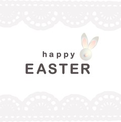 Happy easter background with realistic decorated beads and cute doodles. Greeting card trendy design. Invitation template. Vector illustration for you poster or flyer. Rabbit toy. LIGHT EASTER.