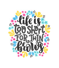 Vector illustration of a hand-drawn lettering with decorative elements about brows.