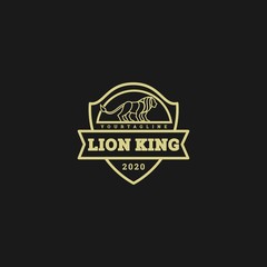 Vector Logo Illustration Lion King Vintage Badge