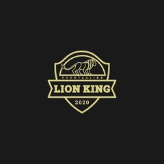 Vector Logo Illustration Lion King Vintage Badge