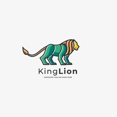 Vector Logo Illustration King Lion Line Art