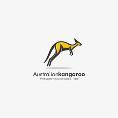 Vector Logo Illustration Australian Kangaroo Mascot Cartoon
