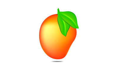 Mango with leaves on white background