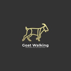 Vector Logo Illustration Goat Walking Line Art