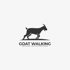 Vector Logo Illustration Goat Walking silhouette
