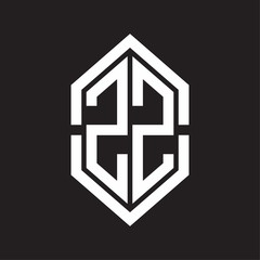 ZZ Logo monogram with hexagon shape and outline slice style with black and white