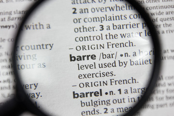 The word or phrase barre in a dictionary.