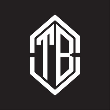 recommend clip art: TB Logo monogram with hexagon shape and outline slice style with black and white