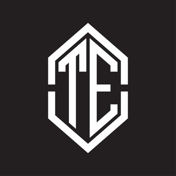 recommend clip art: TE Logo monogram with hexagon shape and outline slice style with black and white
