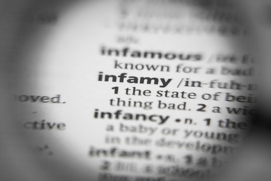 Word or phrase infamy in a dictionary.
